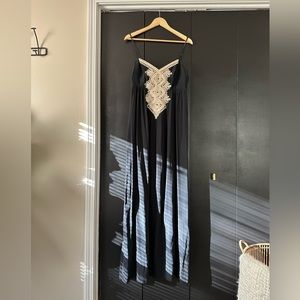 Lilly Pulitzer Black Maxi Dress with Cream Lace Detail